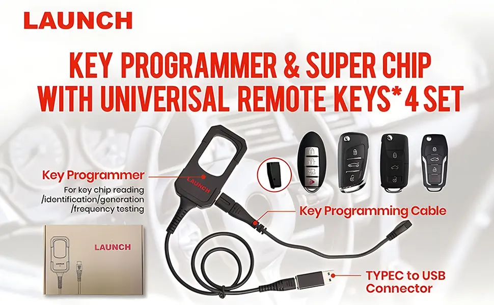 Programmatore di chiavi Launch X431 con Super Chip e 4 set di chiavi intelligenti_voghion.com