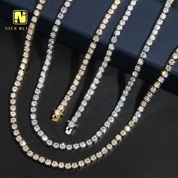 Wholesale price 18k gold plated hip hop jewelry 316l stainless steel tennis chain 4mm 5a CZ diamond tennis necklaces bracelets