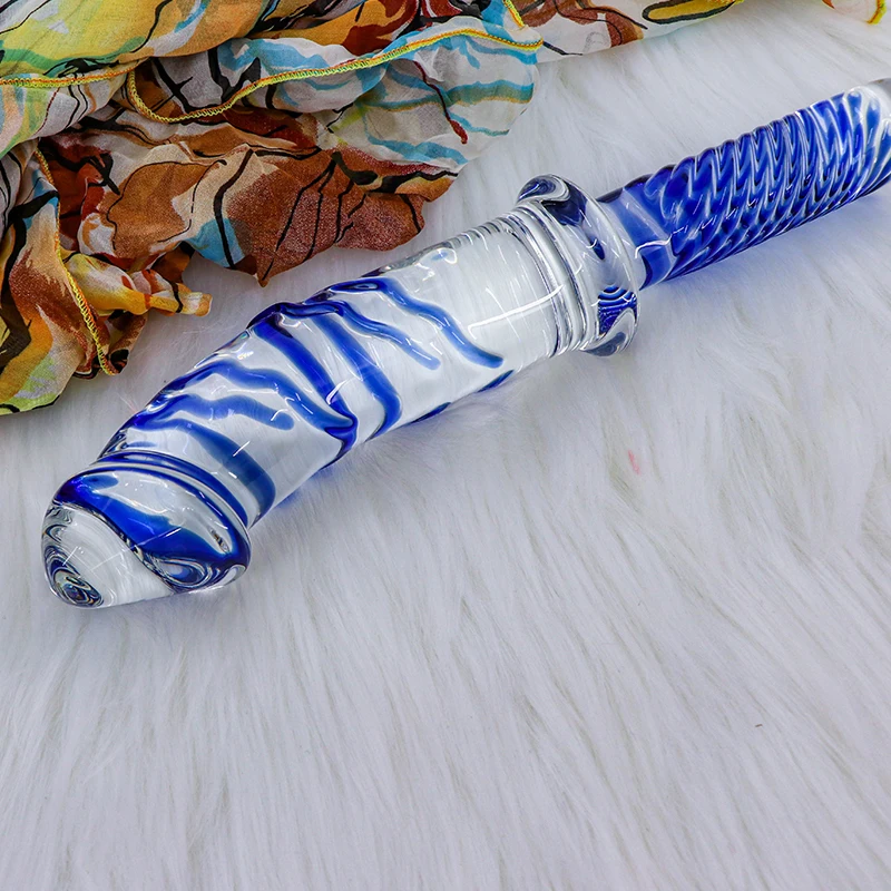 Big Simulation Dildo Blue Large Glass Anal Plug