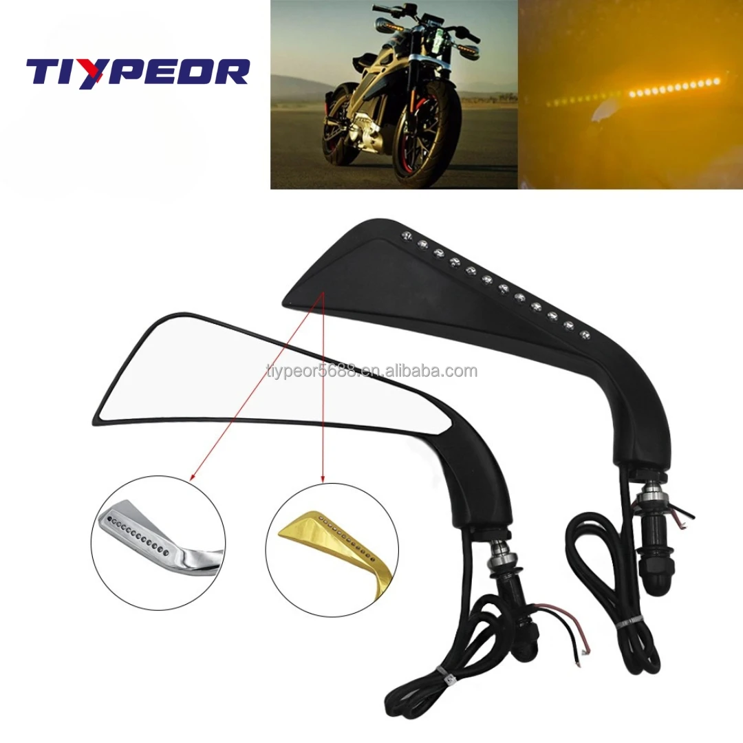 product tiypeor motorcycle adjustable mirror angle rearview side clear mirrors universal for chopper scooter with turn signal light-2