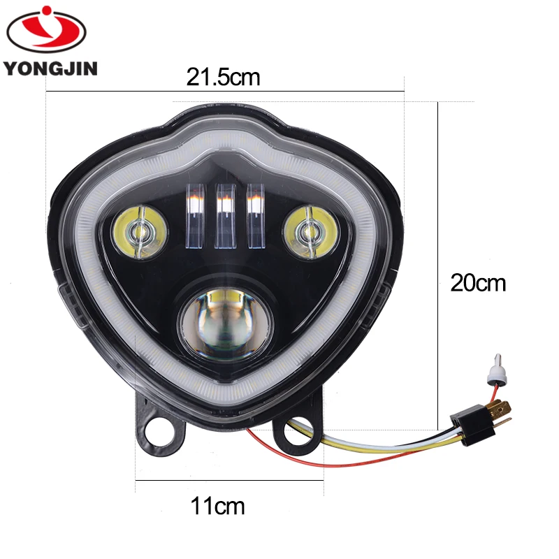 Черная мотоциклетная светодиодная фара для K-awako Vulcan S 650/ EN650 2015-2019