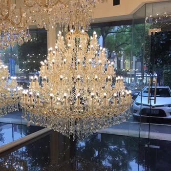 ECOJAS Luxury hotel banquet hall led chandelier Large fancy lights Ceiling Crystals Chandelier modern