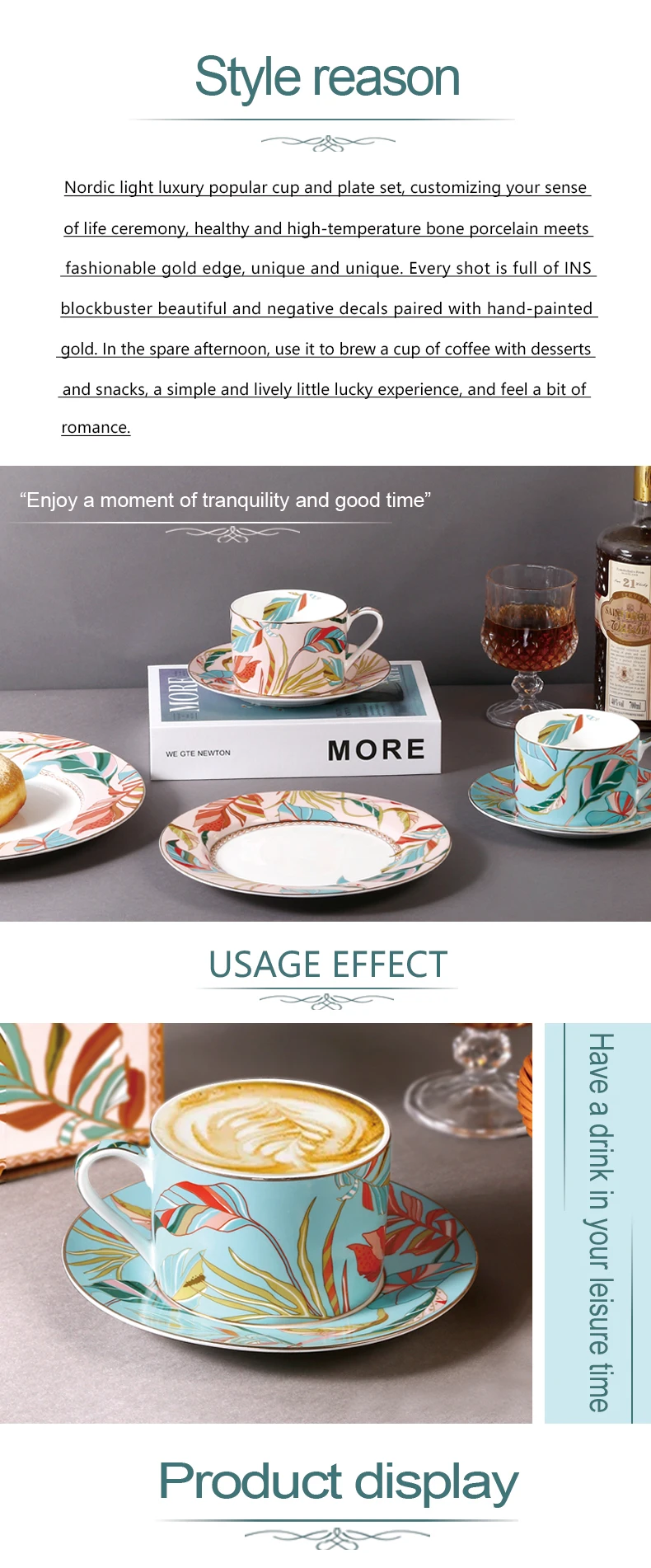 Ebullient wholesale tropical affair various colors glaze gloss bone china porcelain coffee cup and saucer manufacture