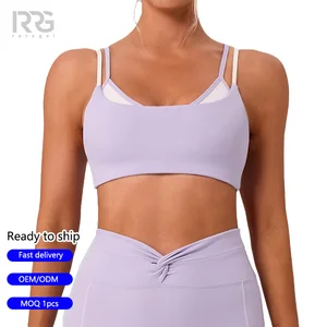 Roregal Double Shoulder Straps Mock Two-Piece Sport Bra Quick-drying Fitness Running Twist-Back Yoga Bra