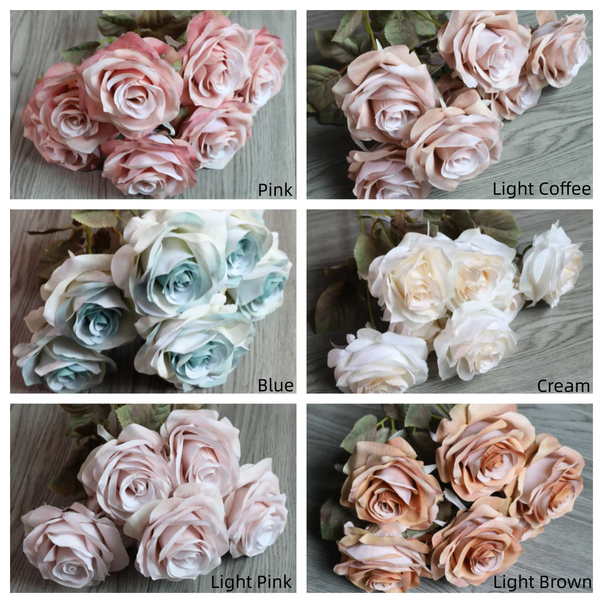 Wholesale High Quality 7 Heads Artificial Dusty Pink Rose Silk Rose