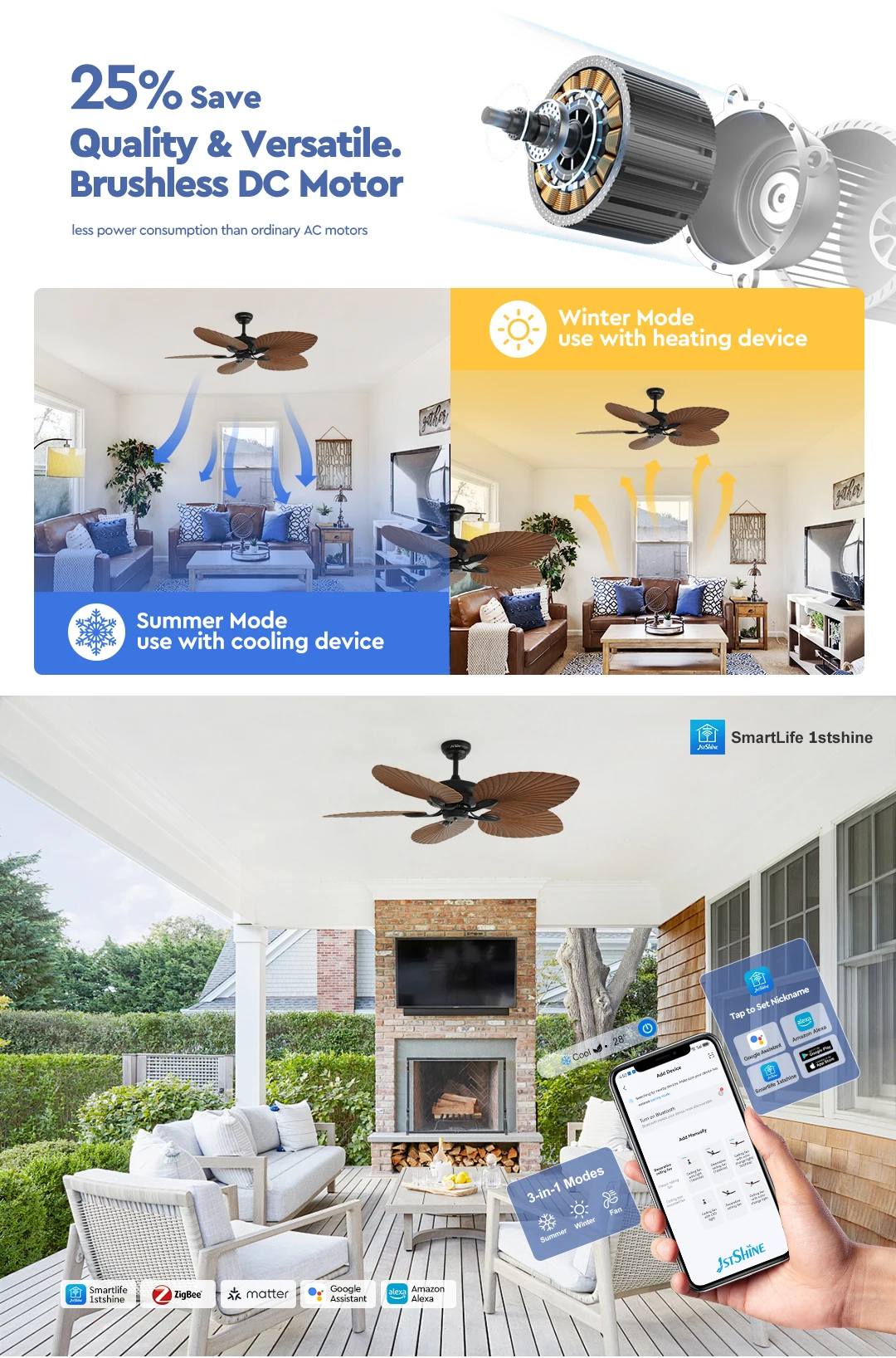 Ceiling Fan, 1stshine, 35W, Plastic - detail 10