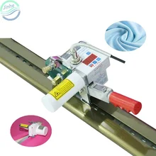 Semi automatic fabric round knife end edge cutting machine textile table apparel roller blinds cloth end cutter machine