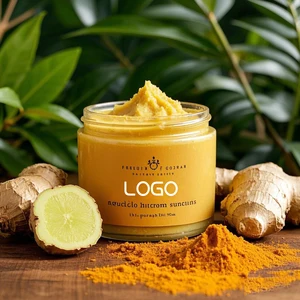 Factory Price Whitening Turmeric All Natural Exfoliating Turmeric Body Scrub Lemon Flavour Natural Botanical Curcumin Scrub