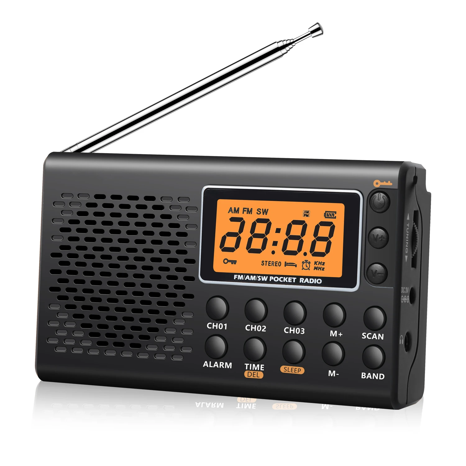 Portable AM/FM Shortwave Radio with Sleep Timer and Alarm Clock ...