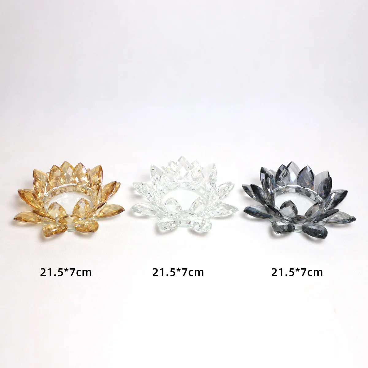 Vintage Luxury Multi-color Lotus Figurine Tealight Candle Holder Crystal Votive Candle Holder manufacture