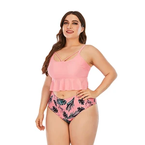 Angel Luna Women's Plus Size 2-Piece Bikini Set Spandex/Polyester Anti-UV Quick Dry Breathable Print Swimwear