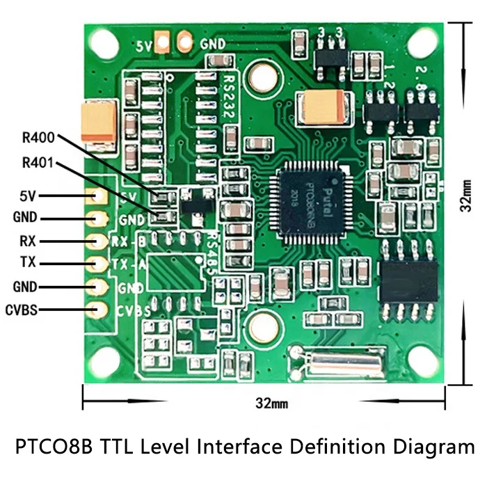 OEM 30W pixel Camera vehicle monitoring TTL level serial camera agricultural monitoring PTC08B Serial Camera Modules