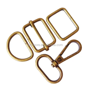 Handbag Hardware Fitting Set Metal Swivel Snap Hook D Ring Slide Buckle And Square Loop RIngs