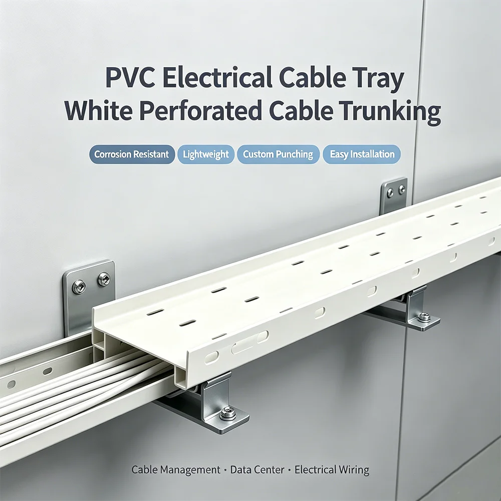 Quality Assurance Heat Resistant White Cable Trunking Management Plastic PVC Cable Tray