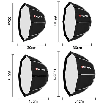 Triopo 55cm 65cm 90cm Photo Portable Bowens Mount Softbox  Octagon Umbrella Outdoor Soft Box for Godox Jinbei Strobe detail image
