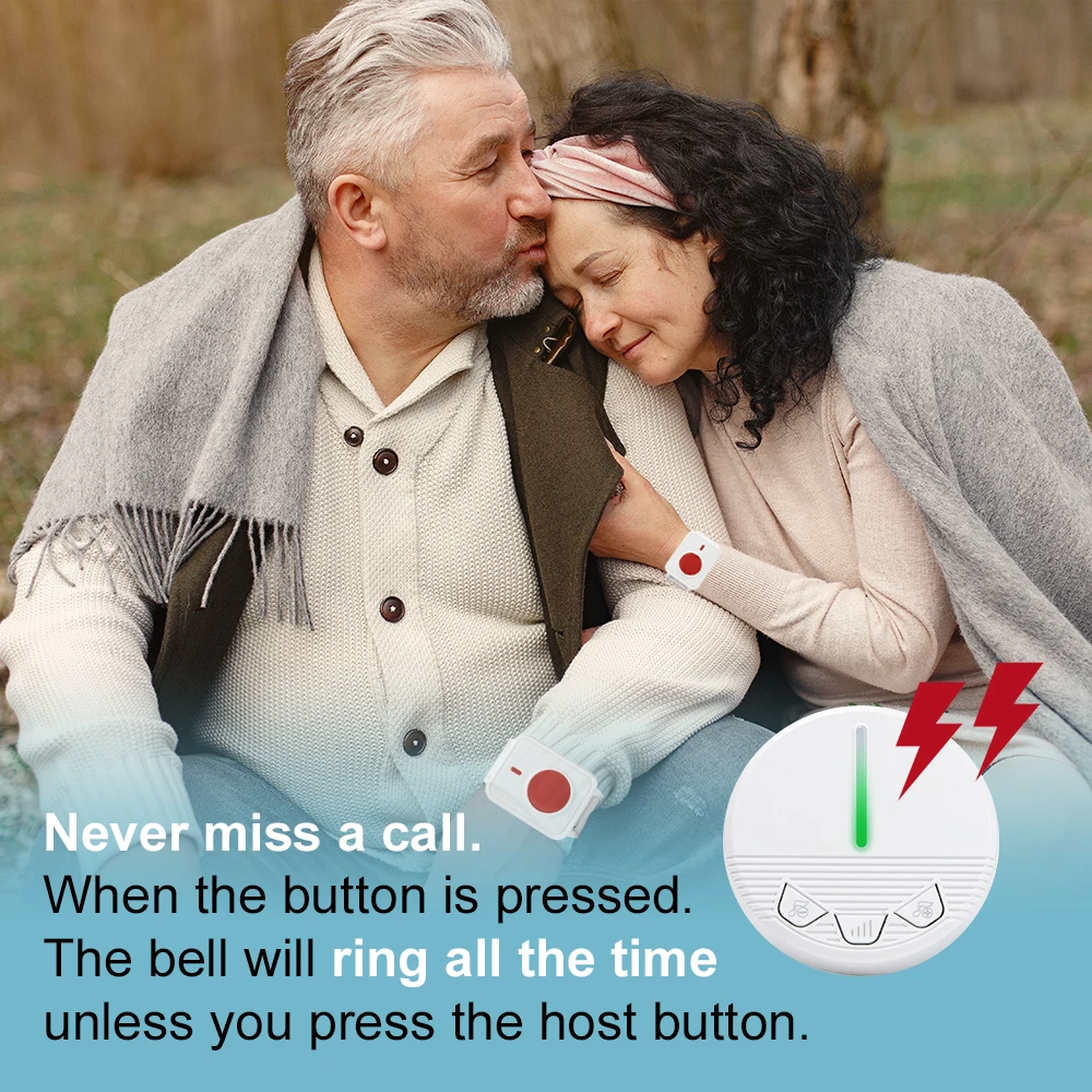 433mhz Panic Button Elderly Alarm Systems Caregiver Pager SOS Bracelet Emergency Wireless Watch Call Senior Old People