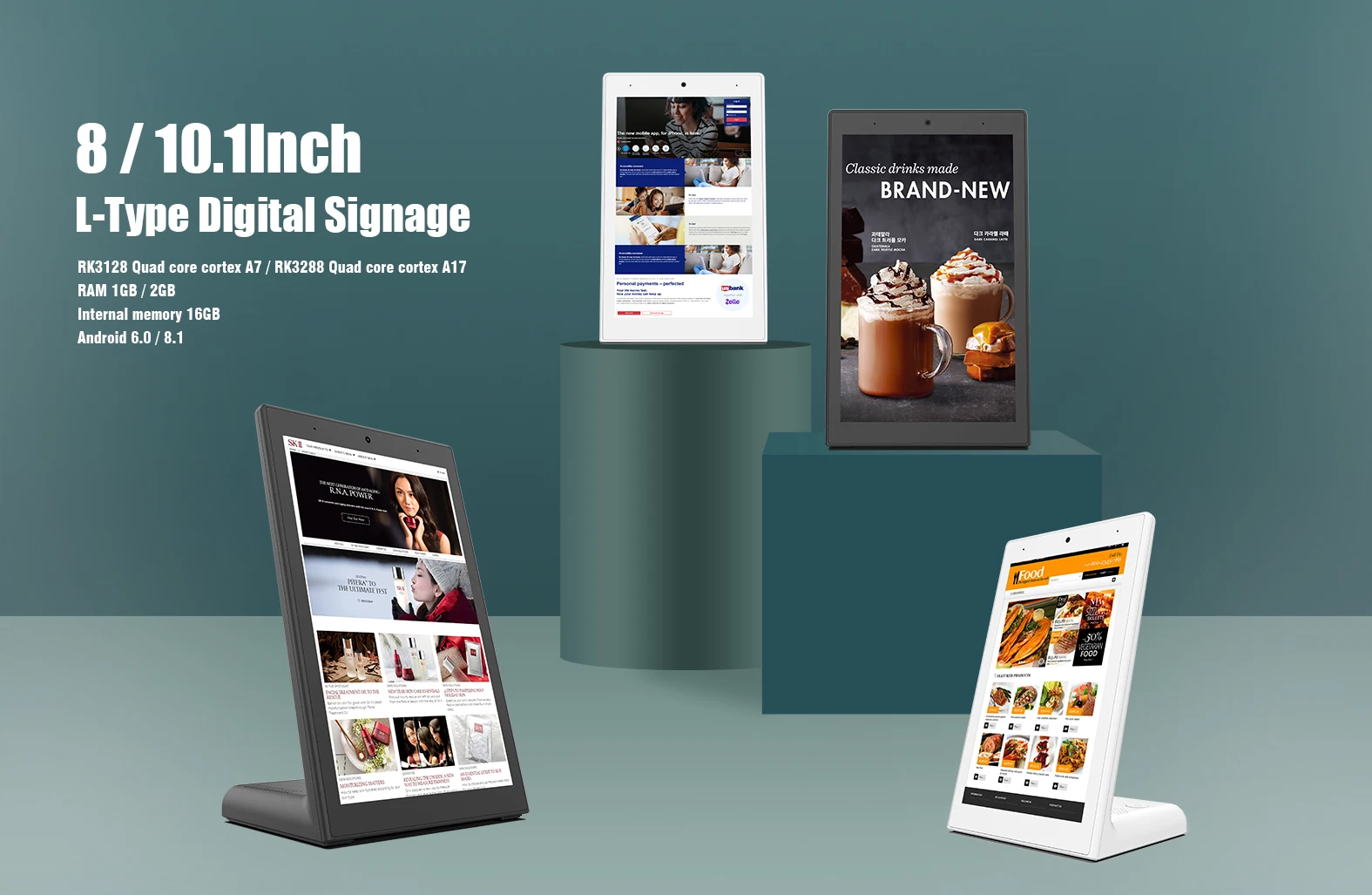 Newest L Type Tablets Consumer Advertisement Display Stand Android 8 Inch Tablet