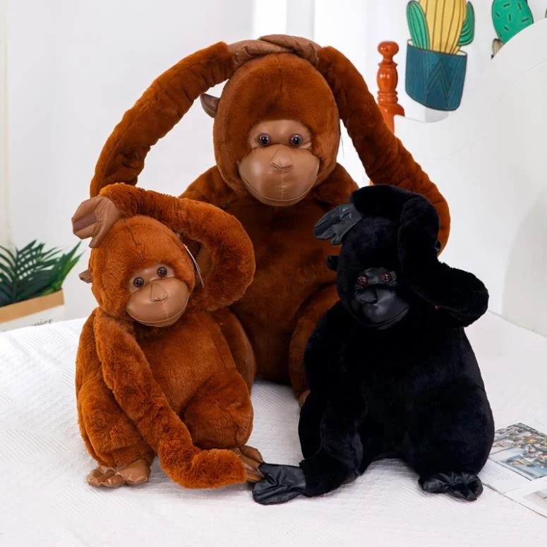 大きなゴリラぬいぐるみ 25~110cm 長い腕 ブラウン＆ブラック 洗える