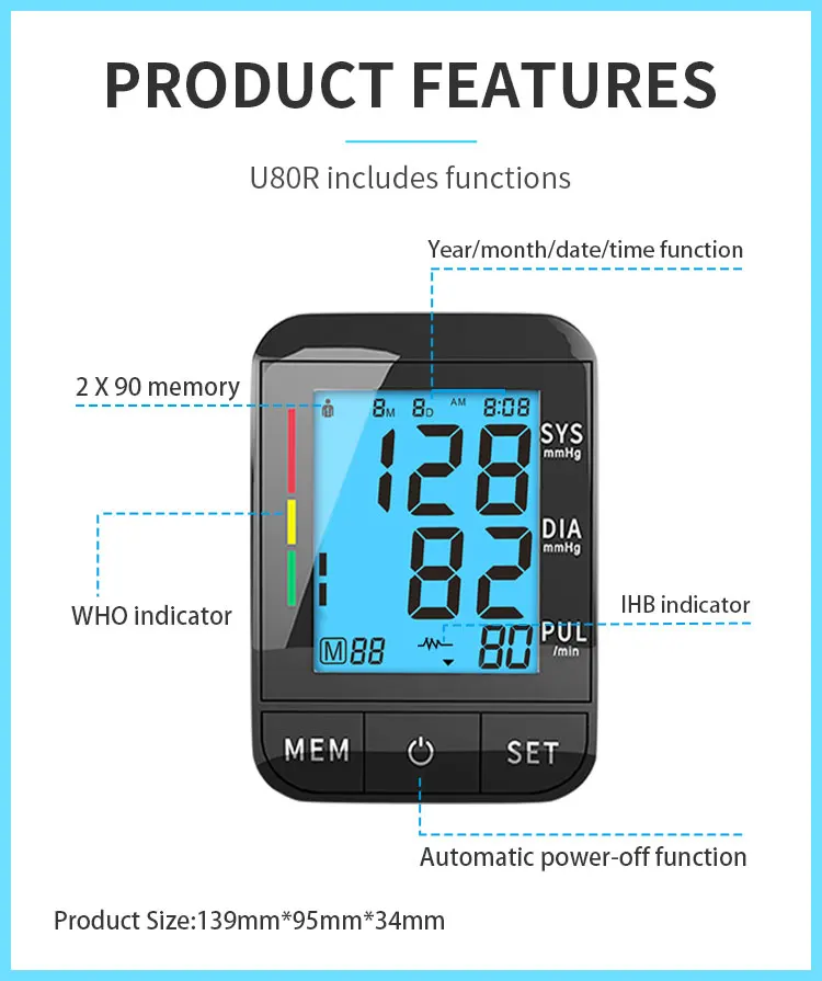 Alphagomed Upper Arm Electronic Blood Pressure Monitor Model U80R