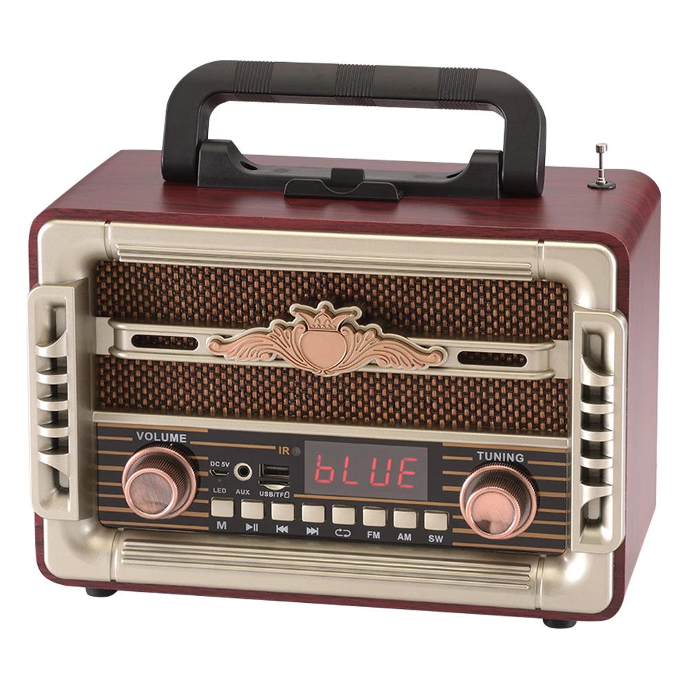 Retro Desktop Radio Vintage FM AM SW Multi-band Wooden Boxes Wireless Radio with BT Speaker and USB TF Remote Control