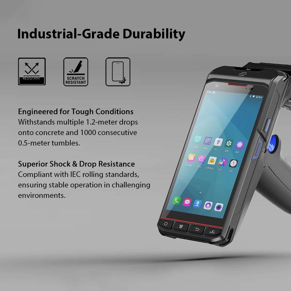 2MP 13MP HD Camera NFC UHF RFID Handheld Reader Writer Bluetooth WIFI 4G Android 13 20m Long Distance UHF RFID Handheld Reader