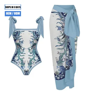 2026 Sexy Chiffon Swimsuit Dress, One-Shoulder, Push-Up, Conservative, Tummy Protective, Sunscreen Beachwear Swimsuit Set