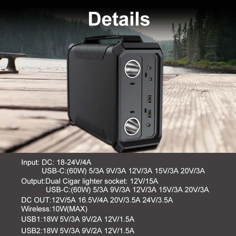 High Capacity 96000 MAH Portable Power Bank 308Wh Outdoor Rechargeable Battery Pack with DC 20V 24V 12V Socket Camera Fishing