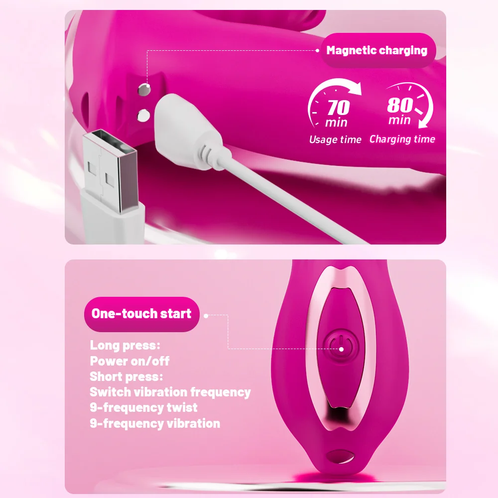 Close-up of vibrator motor mechanism and control button