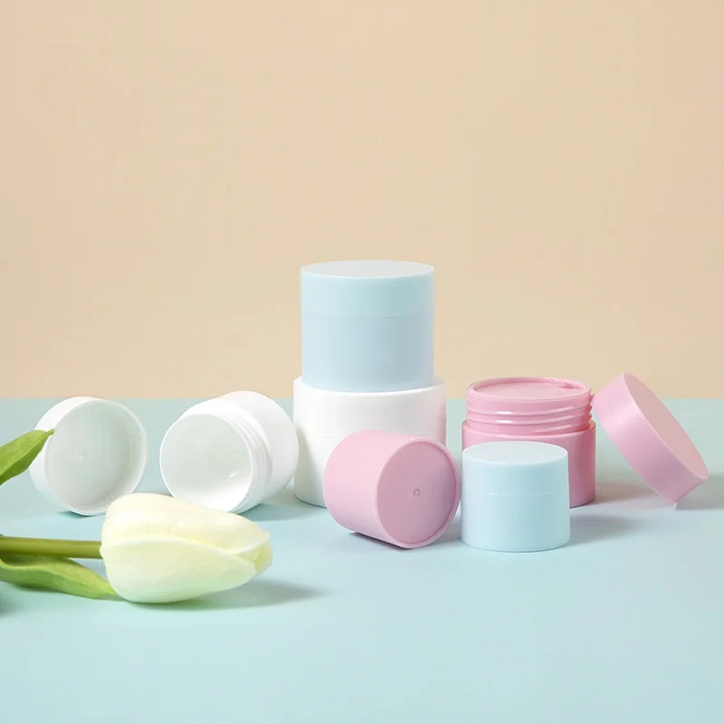 Cosmetic Face Cream Plastic Container 10g 15g 30g 50g 100g Matte Black White Pink Blue Plastic Jar With PP Gasket