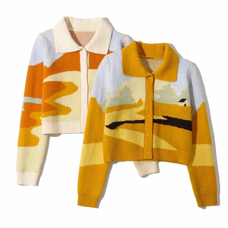 China New Fashion Designer Multi Color Pattern Cardigan Ladies Harajuku Seutere Jacquard Tapestry Custom Knitted Sweater.jpg