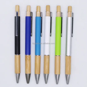 Eco Friendly Ballpoint Pen for Bamboo Grip and Top Metal Body with Custom Laser Logo Low MOQ Advertising  Gift Pen