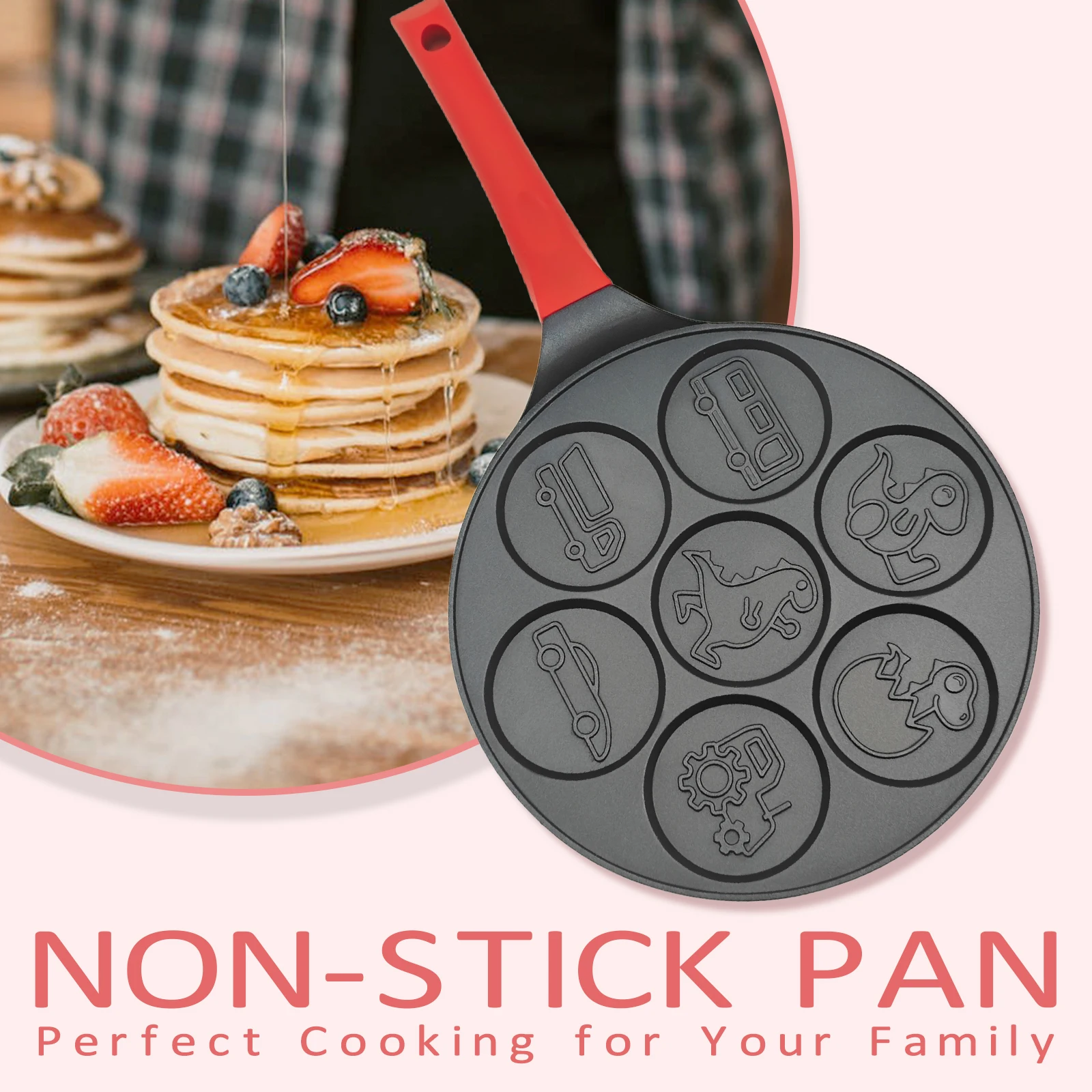 Non-Stick Pan with 7-Cup Animal Blini Pancake Maker 10 Inch