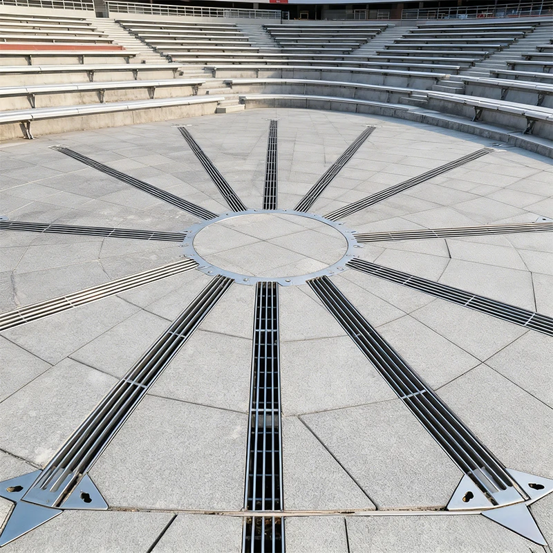 Stainless steel drainage ditch in the residential area