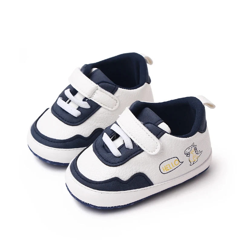 Leather Matching Color Cartoon Dinosaur Baby Soft Sole Fashion Casual Toddler Shoes factory
