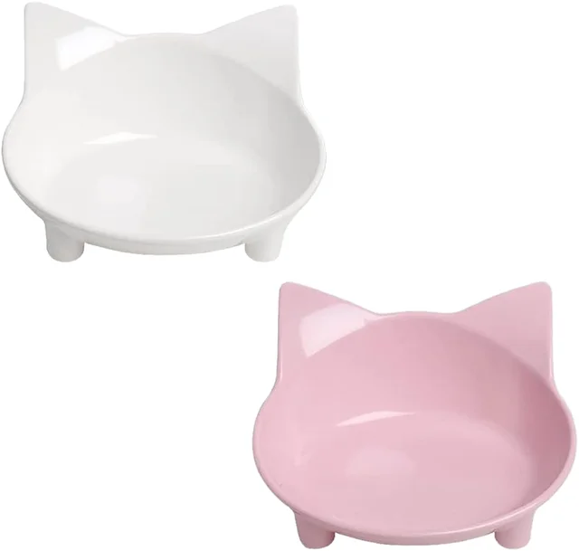 Uniperor Safe Food-Grade Material Tilt Protect Neck Cat Pattern Shape Non-Slip Pet Food Cat Feeding Bowl