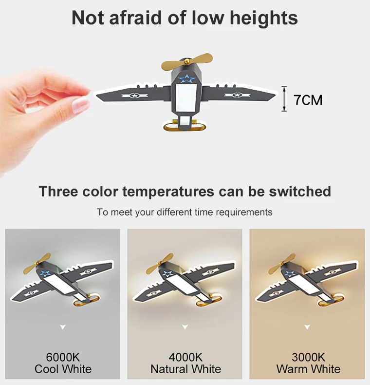 Child room airplane light boy bedroom ceiling light creative personality modern simple cartoon room eye protection lamps