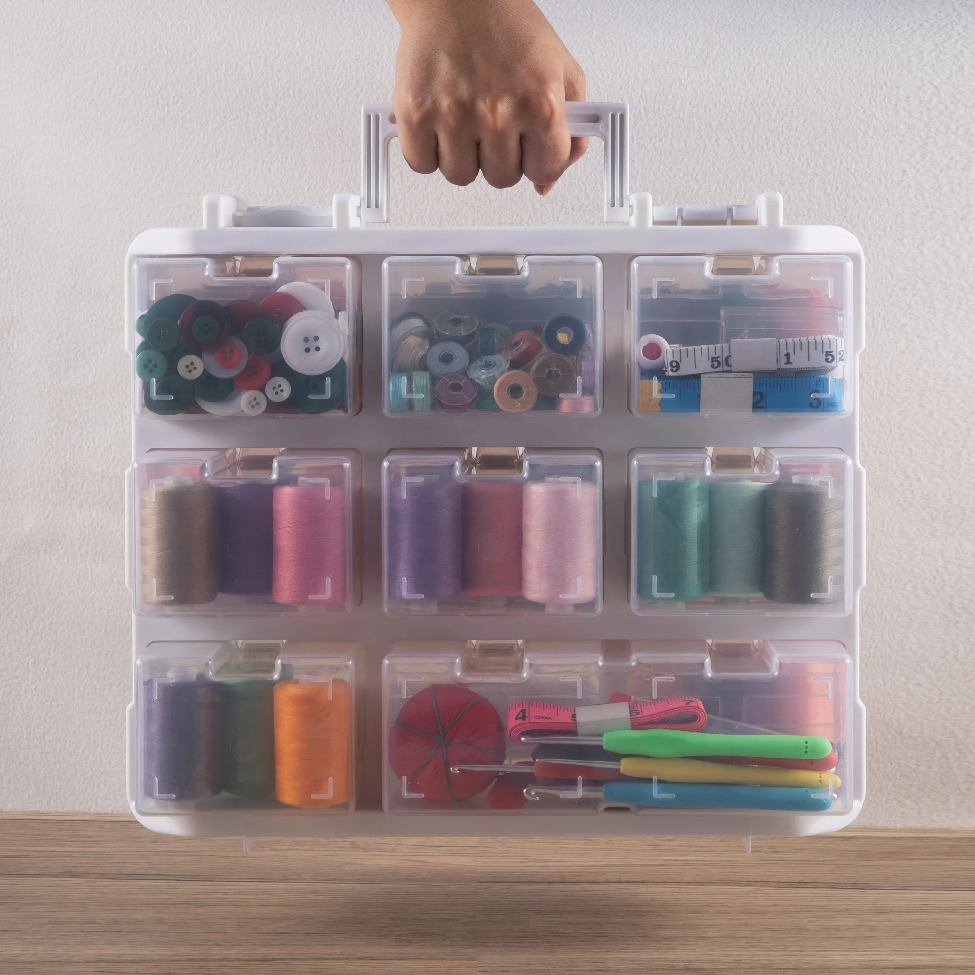 29656 Double Side Storage Box  Tool Storage Box  with 16 Compartment Removable for Storing Screws Nuts Bolts and Small Tools