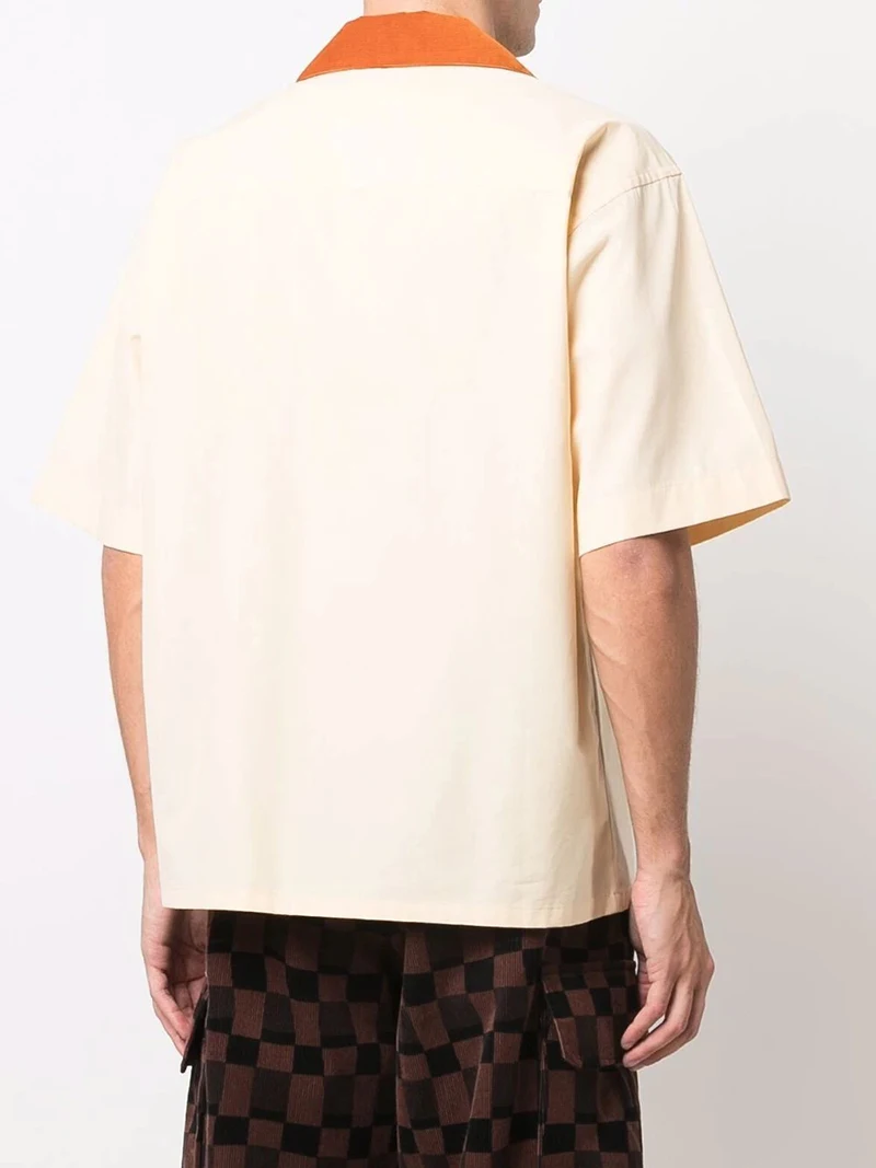 OEM Custom Made Boxy Relaxed Fit Corduroy Panel Bowling Shirt for Men New Fashion Cotton Blouses