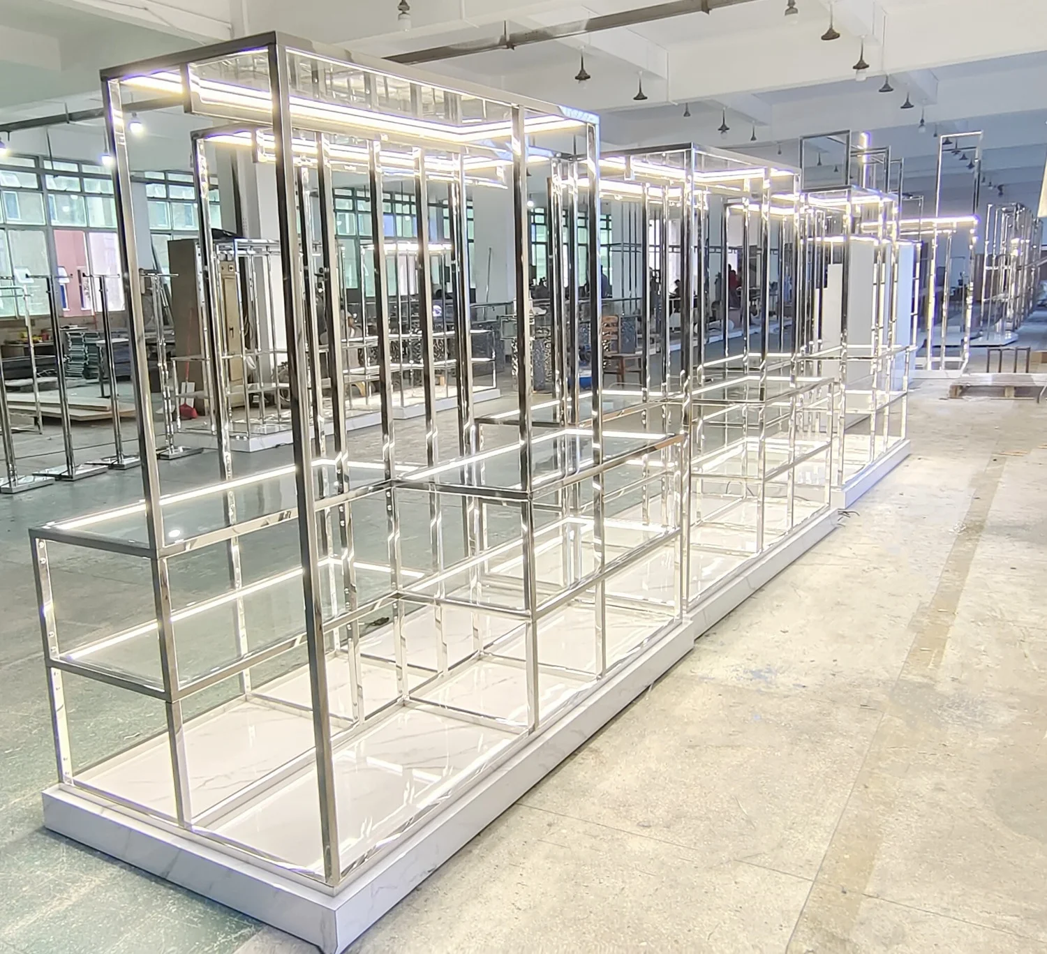 Shop Our Men Clothes Store Racks with LED Display Cabinets