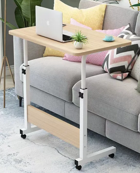 Student Study Height Adjustable Modern Wooden Computer Desk Mobile Wheels Laptop Table