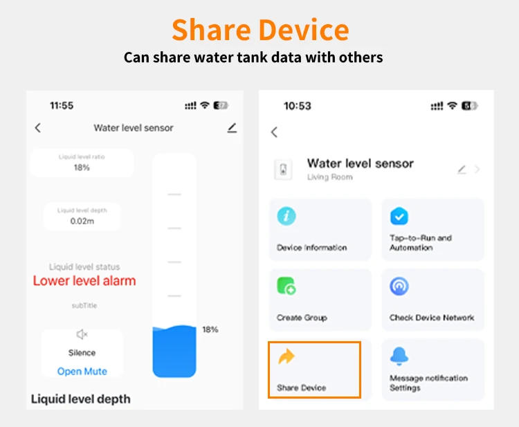 Haozee Tuya Smart WiFi Liquid Level Monitor High Accuracy Ultrasonic Water Level Detection Remote Control Remote Smart Home