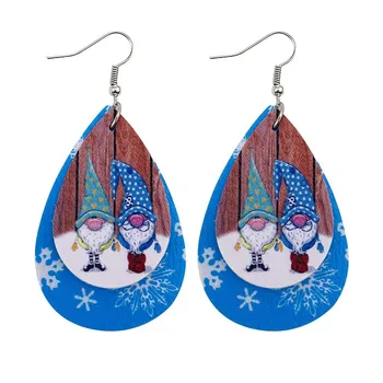 Christmas earrings drop-shaped Santa leather earrings creative personality jewelry wholesale
