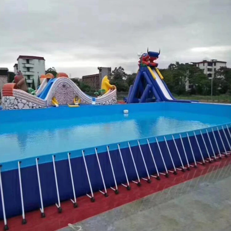 Customized Size PVC Rectangular Metal Frame Above Ground Outdoor Swimming Pool