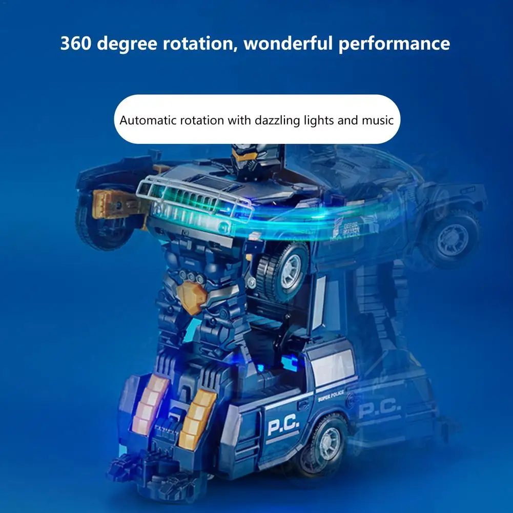 Remote-controlled Deformed Car Toy Acousto-Optic Universal Robot Vehicles Kids Music Light Projection Car Toys