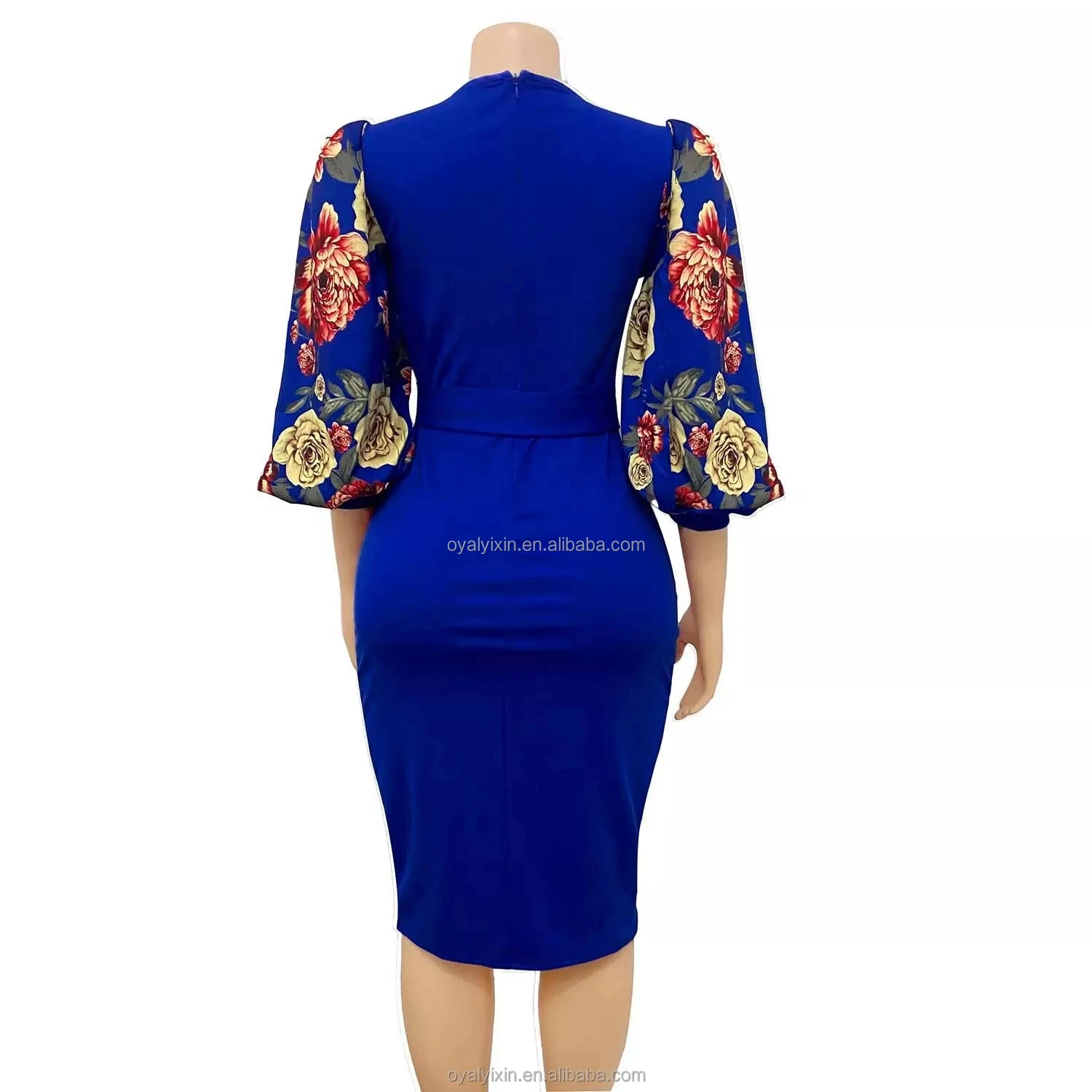 Yixin 2022 Casual Dresses High Quality Floral Midi Length Long Sleeve ...