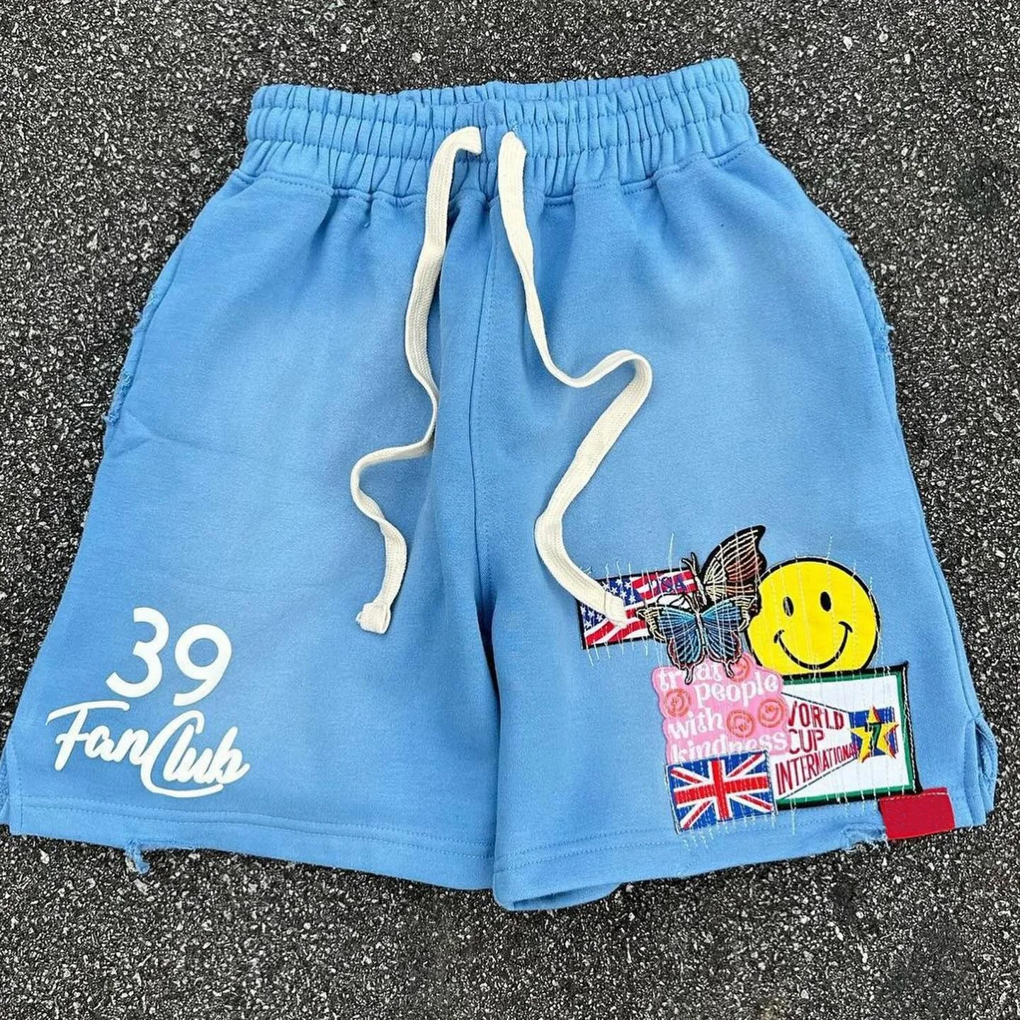 Custom Heavyweight Design Vintage Distress Acid Washed Applique Men's Shorts 100% Cotton Streetwear Casual Jogging Men Shorts gallery 4