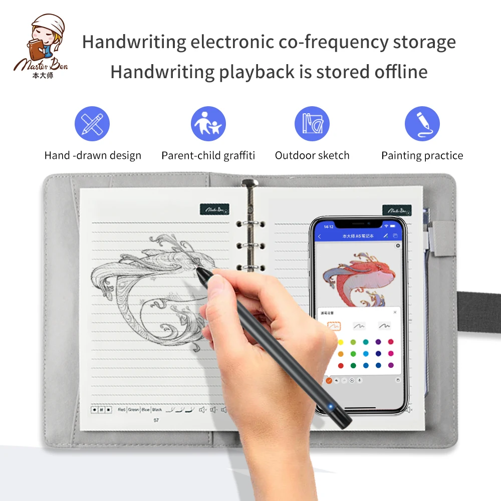 Master Ben Electronic Smart AI Draw Sync Pen Cloud Storage Point  Rechargeable Digital Smart Pen for Drawing Writing with App
