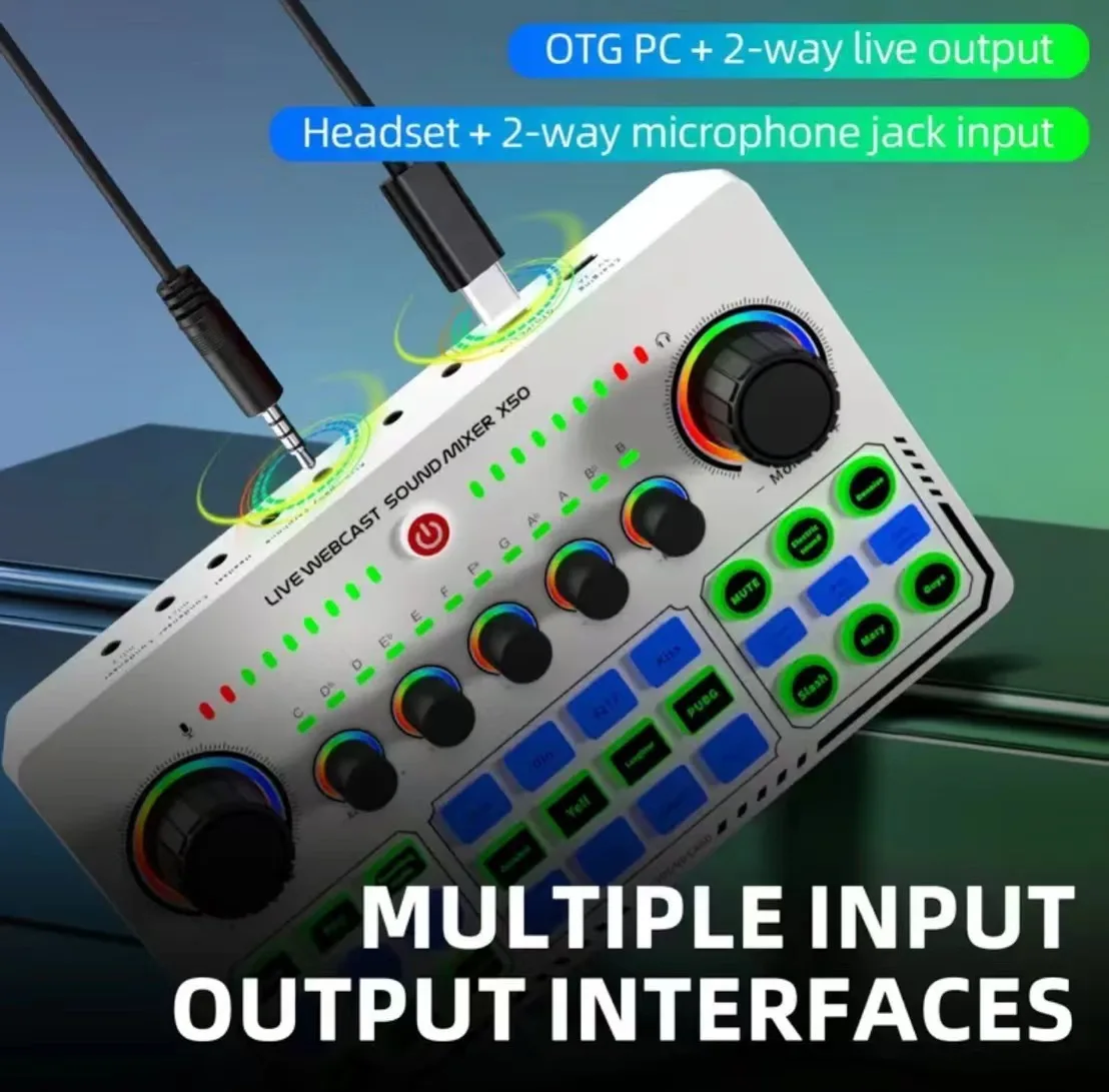 Oem wholesale External Audio Mixer Live Sound Card Mobile Phone Voice Changer Karaoke Broadcast Recording Home KTV