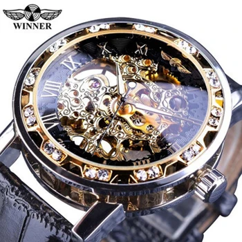 The Best Quality Fashion Casual Automatic Mechanical Skin Men's Watch With Popular Water Diamond Gear