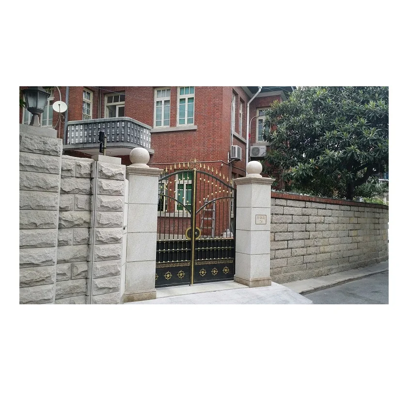 Customized Project Tan Brown Granite Square Column Cover, Roman Square Marble Stone Home Gate Pillar Design